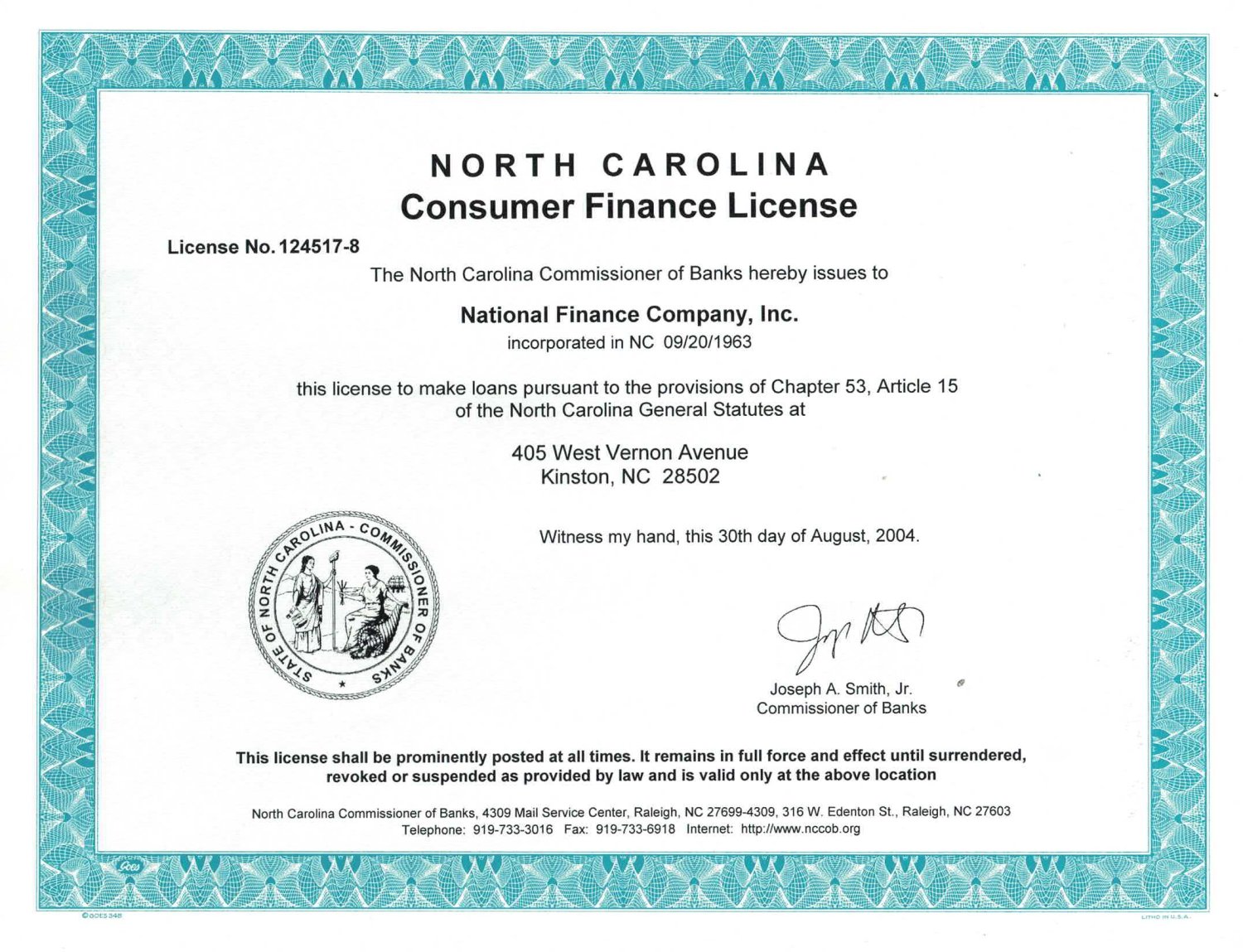 Kinston, NC National Finance Company